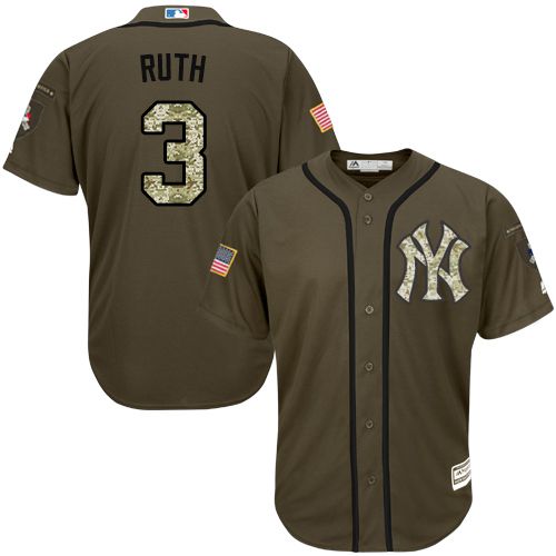 Yankees #3 Babe Ruth Green Salute to Service Stitched MLB Jersey